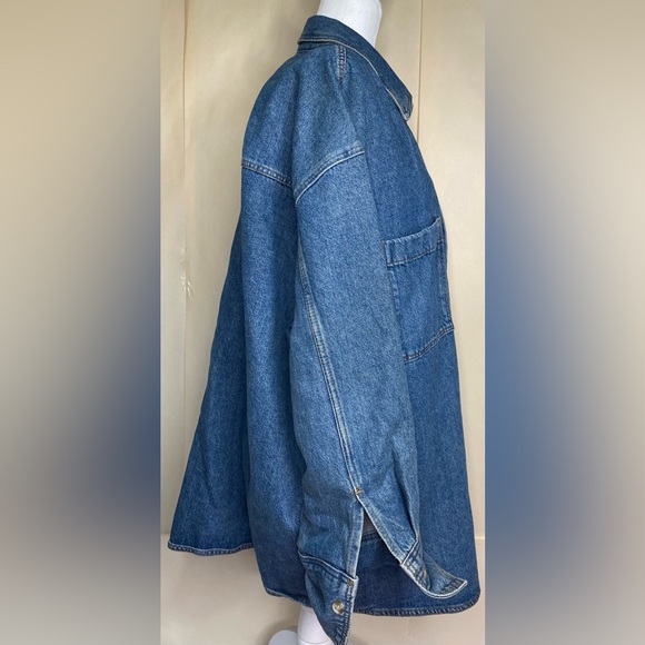 Divided Oversized Denim Button Down Shirt Women’s Sz Lg - Picture 3 of 6